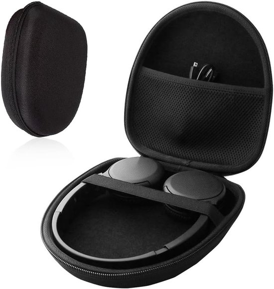 Over het oor, universele beschermhoes voor oordopjes, reistas, draagbare hoofdtelefoontas voor oor/over-ear headset, 22 x 19 x 6,5 cm, zwart