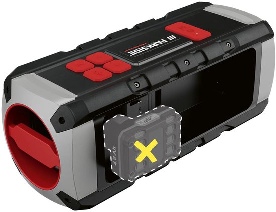 PARKSIDE PERFORMANCE® Bluetooth speaker 12 V of 20 V zonder accu en lader - Ideaal voor op de bouw - Bereik: min. 10 m - Beschermingsklasse: IP54 - Met indrukwekkend geluid en krachtige bas - Draadloos muziek streamen via Bluetooth - Bouwplaats van Merkloos