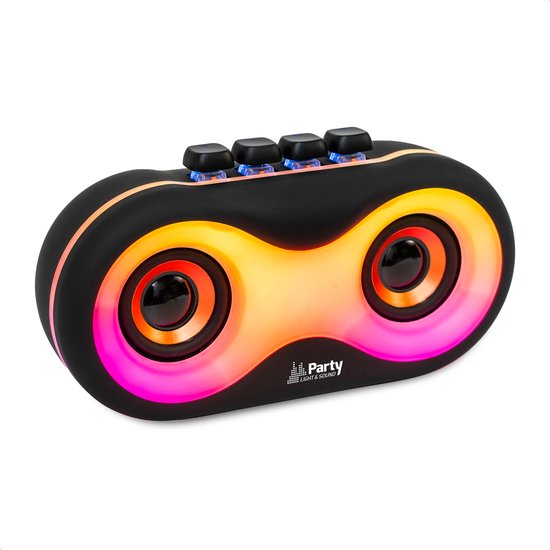 Party Light & Sound - PARTY-OWL - Bluetooth Speaker met LED in Uil Design op Batterij - USB, MicroSD, AUX - Mat Zwart