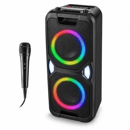 Party Speaker – 50W RMS – Bluetooth & Karaoke – LED Lichteffecten – 26 Uur Accu – Inclusief Microfoon