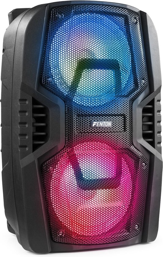 Party speaker Bluetooth - Fenton FT208 LED - 500 Watt - partybox speaker op accu - incl microfoon - karaoke set van Fenton