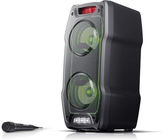 Party speaker met microfoon - Karaoke set - bluetooth - 13 speeltijd - super bass - LED lichteffecten