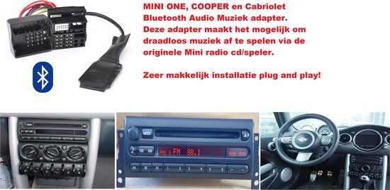 Passend Voor Mini Cooper One Cooper S Works Cabrio Bluetooth Audio Muziek AD2P Streaming module Adapter Vlakke pin R50 R52 R53 Cabriolet Youtube Deezers Boost Alpine van BOVEE