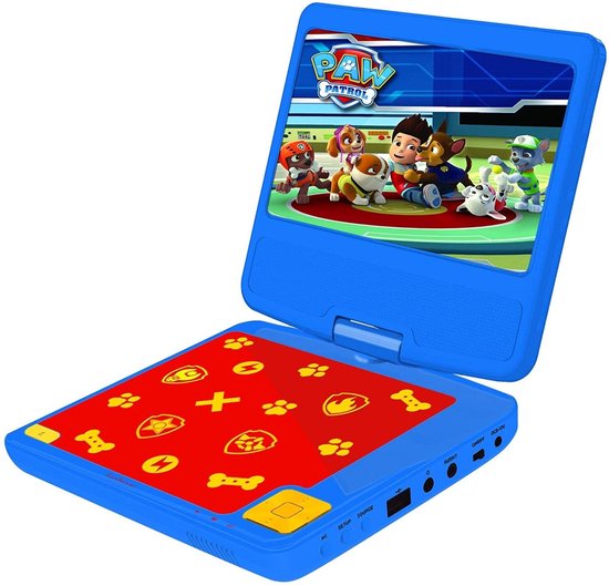 Paw Patrol Draagbare DVD-speler 7" draaibaar scherm met USB-poort en oordopjes