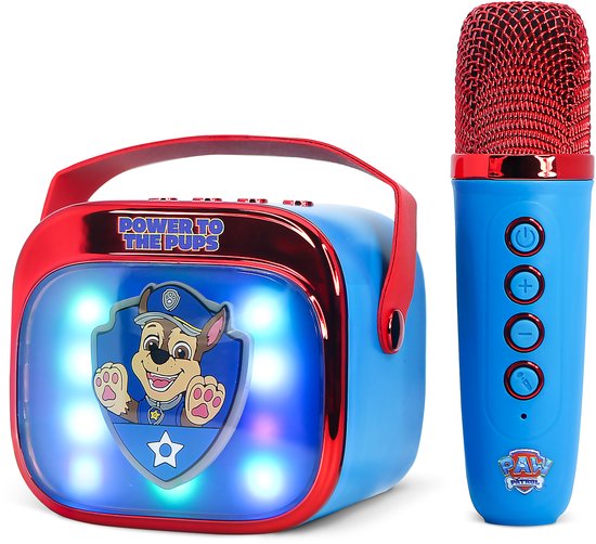 Paw Patrol - karaoke set voor kinderen - draadloze microfoon en speaker - met lichteffecten - stemvervorming
