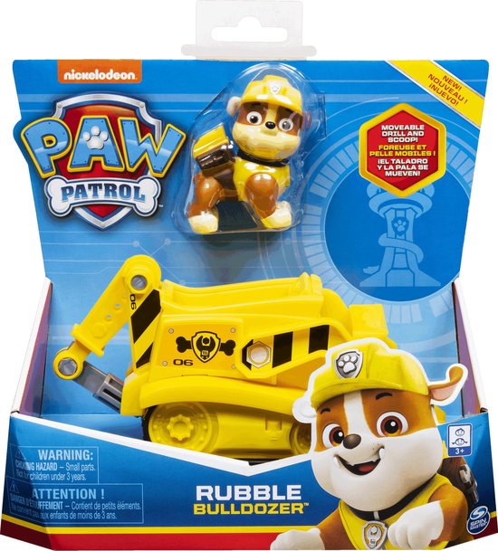 PAW Patrol - Rubble’s Bulldozer - speelgoedauto met speelfiguur - 68% gerecycled plastic - duurzaam speelgoed van PAW Patrol
