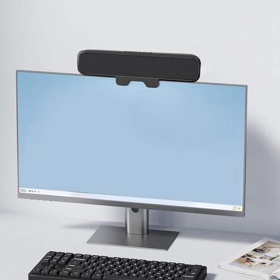 PC Luidspreker - Computer Soundbar - Desktop Audio - Clip-on Ontwerp - 26.8 cm - Zwart