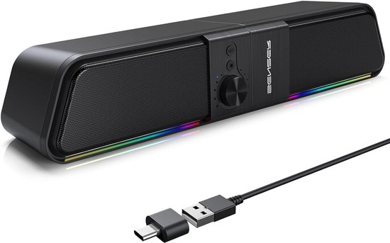 PC Luidspreker Soundbar - Gaming Speaker - Muziek Luisteren - Vloeiende LED Verlichting - 16 x 3.2 x 3.5 inch