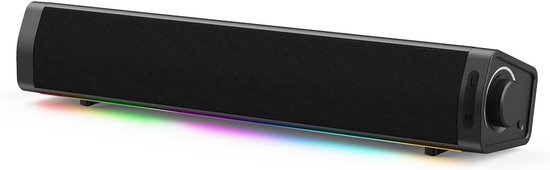 PC Luidspreker - Zwart - 42,3 x 8,7 x 8 cm - Draagbare Soundbar met RGB Verlichting - Voor Desktop en Laptop