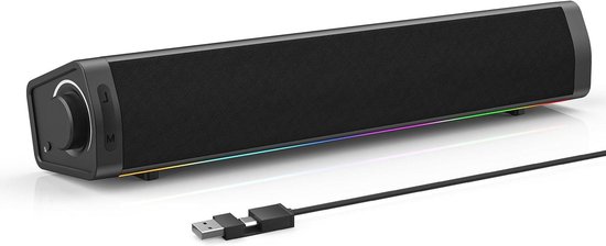 PC Speaker - Computer Soundbar - Gaming Setup - Vijf Lichtmodi - 42 Centimeter - Zwart van Merkloos