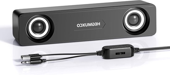 PC Speakers - Computer Soundbar - Desktop Audio Upgrade - Compact Soundbar Design - 10W Stereo - Black van Merkloos