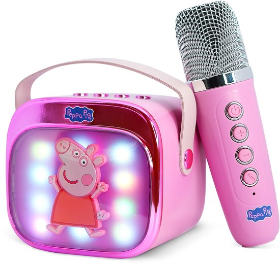 Peppa Pig - karaoke set voor kinderen - draadloze microfoon en speaker - met lichteffecten - stemvervorming