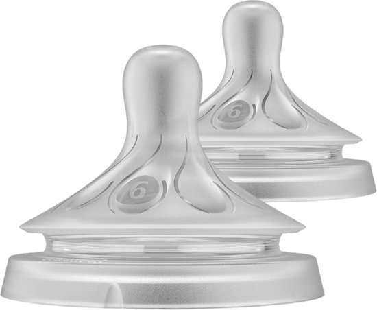 Philips Avent Natuurlijke Zuigreflex – Papspeen Snelheid 6, 6+ maanden, 2 stuks - SCY966/02 - Flesspenen van Philips