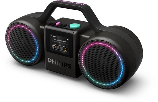 PHILIPS Moving Sound The Roller TAMS60B/00 - Draagbare speaker, 60W RMS, Bluetooth 5.5., Auracast, USB, 24 uur afspeeltijd, IP67 waterdichtheid, kan als powerbank gebruikt worden - Zwart