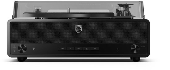 PHILIPS TAV5000/10 The Stevie Pro - Retro Bluetooth Platenspeler - Ingebouwde Stereo Speakers - 33⅓ en 45 RPM - Bluetooth 6.0 - Auto Stop - Auracast - 20W RMS - 33 1/3 & 45 RPM - Zwart