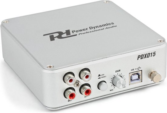 Phono voorversterker - Power Dynamics PDX015 platenspeler voorversterker met USB en software van Power Dynamics
