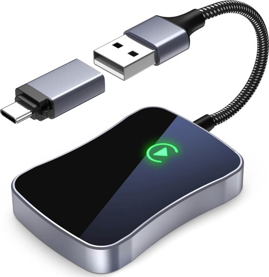 Phreeze Carplay Dongle Draadloos - Geschikt voor Apple CarPlay - USB-A en USB-C - Wireless Adapter Bluetooth - Draadloze Ontvanger van Phreeze