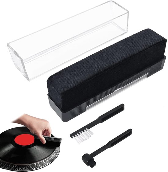 Platenborstel - Schoonmaakset voor Vinylplaten - Premium Platenborstel + Naaldborstel - Antistatisch - Platenreiniger - Soft Brush Record Brush - Antistatische Plaatborstel Van Carbon