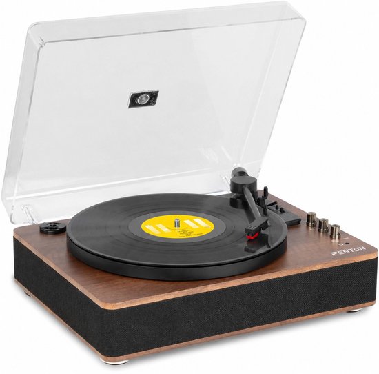 Platenspeler Bluetooth (in/uit) - Fenton RP162 - retro platenspeler met speakers (stereo) en mp3 speler - Bruin
