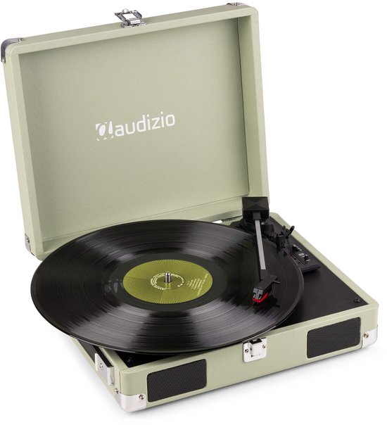Platenspeler met speakers - Audizio RP111G - Retro platenspeler - LP speler - Model 2025 - Groen