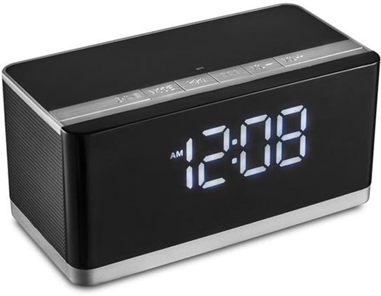 Platina Bluetooth Speaker met ingebouwde digitale Klok & FM 10W [43975] van Merkloos