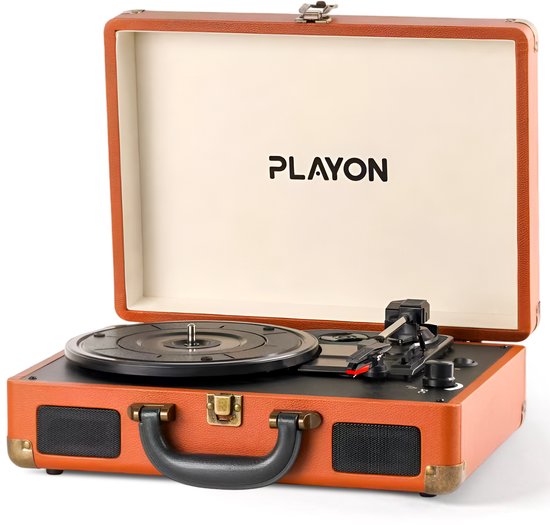 Playon Platenspeler - Platenspeler bluetooth - Platenspeler retro - Ingebouwde Speakers - Retro - Bruin