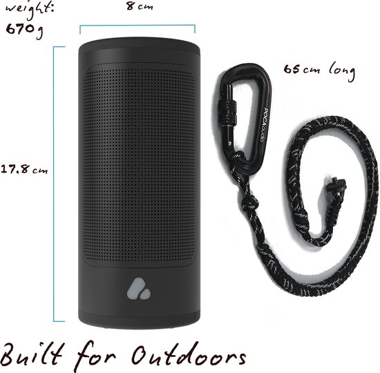 POCA audio - PINE Beat Speaker - Traveller Set - Draagbare Bluetooth Speaker - Waterdicht - Inclusief Draagkoord