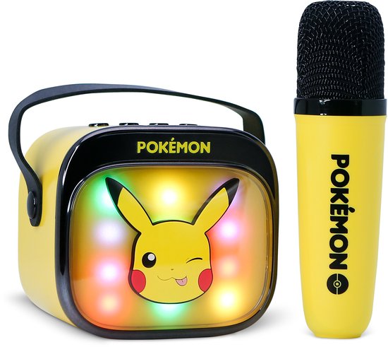 Pokémon - karaoke set voor kinderen - draadloze microfoon en speaker - met lichteffecten - stemvervorming