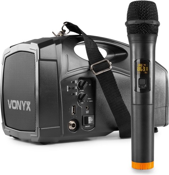 Portable speaker - Vonyx ST014 draagbaar omroepsyteem met draadloze handmicrofoon, Bluetooth en mp3 speler van Vonyx