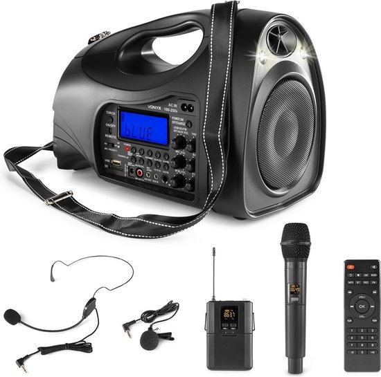 Portable speaker - Vonyx ST016 draagbare speaker met Bluetooth, mp3 speler en 2 draadloze microfoons - 130W van Vonyx