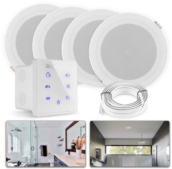 Power Dynamics A100 badkamerspeaker set - Bluetooth speaker voor badkamer - 5 Inch - 160W - Wit van Merkloos