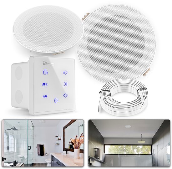 Power Dynamics A50 badkamerspeakerset - Bluetooth speaker voor badkamer - 5 Inch - 80W - Wit van Merkloos