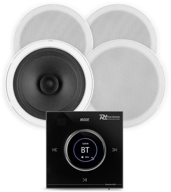 Power Dynamics badkamer speakers inbouw set - Speakers voor badkamer met Bluetooth B100B versterker
