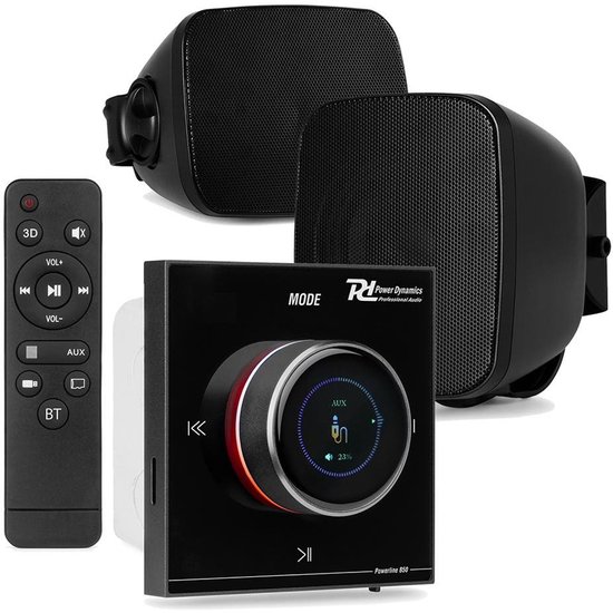 Power Dynamics BD30B outdoor speaker set met B50B inbouw versterker - IPX5 waterdicht - 2x 25W