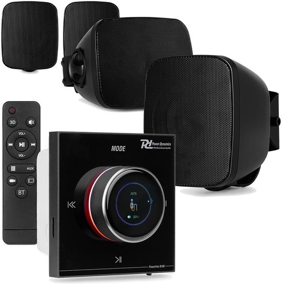Power Dynamics BD30B outdoor speakers met B100B inbouw versterker - IPX5 waterdicht - 4x 25W