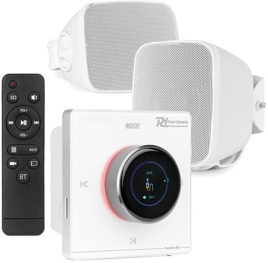 Power Dynamics BD30W outdoor speaker set met B50W inbouw versterker - IPX5 waterdicht - 2x 25W