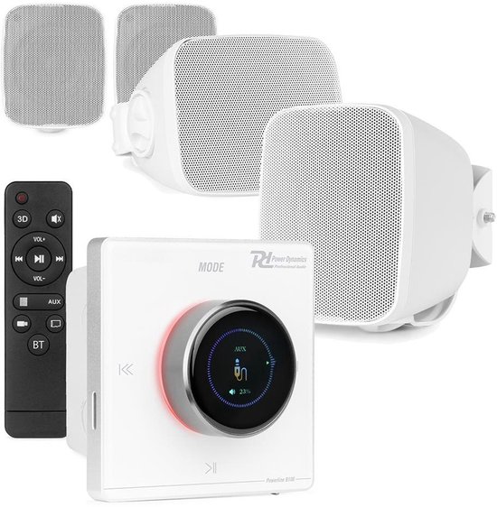 Power Dynamics BD30W outdoor speakers met B100W inbouw versterker - IPX5 waterdicht - 4x 25W