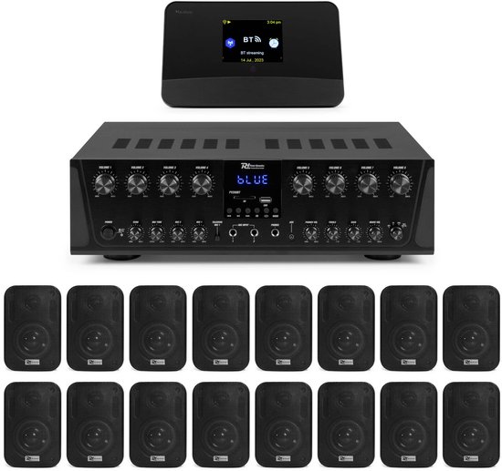 Power Dynamics multiroom geluidsinstallatie - Met 8-zone versterker, 16 speakers en DAB tuner van Power Dynamics