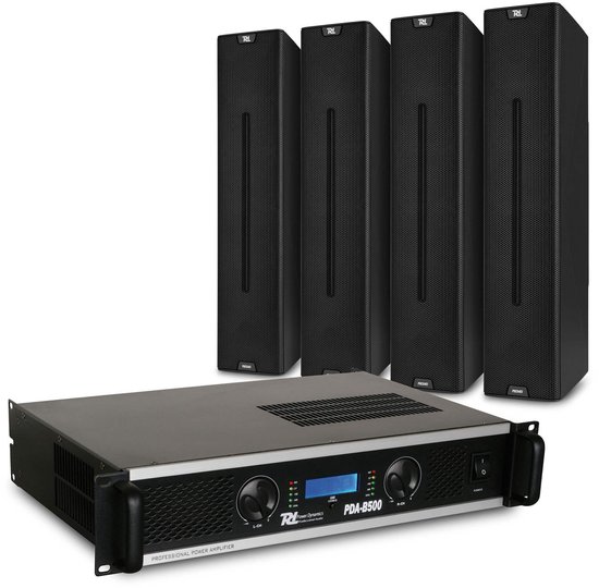 Power Dynamics PDCS403 passieve speakerset voor gebedshuis, sportzaal of bedrijfshal - 500W - Zwart