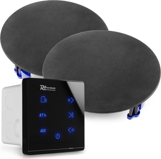 Power Dynamics Powerline A50B Set met inbouw audio versterker en 2 plafondspeakers - Zwart van Power Dynamics