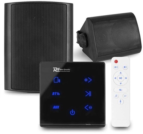 Power Dynamics set van 2 BGO40 speakers met de A50B inbouw versterker - Bluetooth - 2x 20W - Zwart