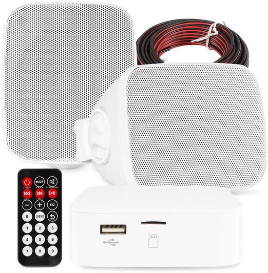 Power Dynamics set van 2 buiten speakers - Waterdichte mini speakerset outdoor - Bluetooth - Wit van Power Dynamics
