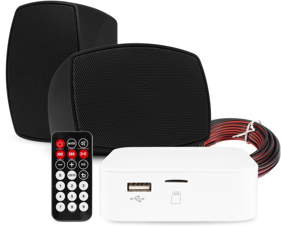 Power Dynamics set van 2 waterdichte buiten speakers met Bluetooth versterker - Zwart van Merkloos