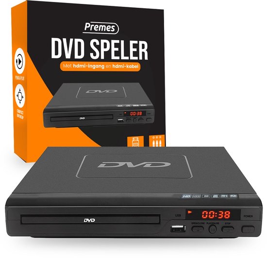 Premes DVD Speler Met HDMI - Full HD - 1080P - Inclusief HDMI, AV-Kabel En Afstandsbediening - USB - DVD En CD Speler van Premes