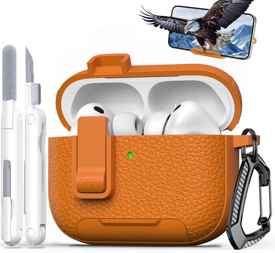 Pro 3 hoesje, stijlvol leer, sleutelhanger en telefoonhouder. Compatibel met Pro 3 hoesjes. Schokbestendig en krasbestendig,Oranje