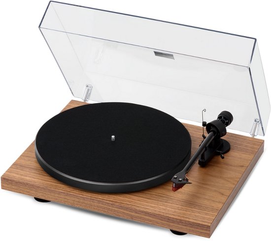 Pro-Ject Debut E Carbon Phono Platenspeler – Voorversterkt – Carbon Toonarm – HiFi LP Speler – 33/45/78 RPM – Walnoot