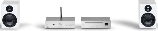 Pro-Ject True HiFi Stereo Set E CD - Complete HiFi Systeem - CD-Speler - Stereo Versterker - Twee Luidsprekers - Zilver/Zilver/Wit