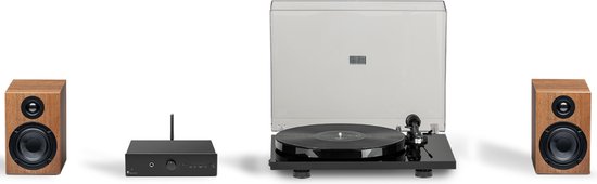 Pro-Ject True Hifi Stereo Set E Phono - Platenspeler - Stereo Versterker- Twee Boekenplank Speakers- Zwart/Zwart/Walnoot van Pro-Ject