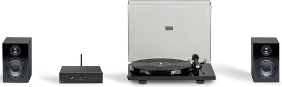 Pro-Ject True Hifi Stereo Set E Phono - Platenspeler - Stereo Versterker - Twee Boekenplank Speakers - Zwart/Zwart/Zwart van Merkloos