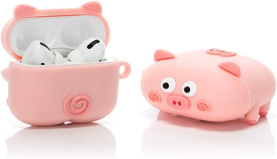 Pro Siliconen Hoesje Compatibel met Airpods Pro Case Leuke Grappige 3D Cartoon Cover [Papa Pet Serie] (Roze Varken)